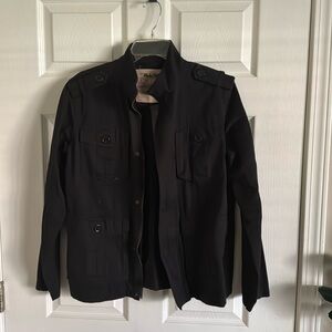 Black military style jacket size small broken zipper needs repair